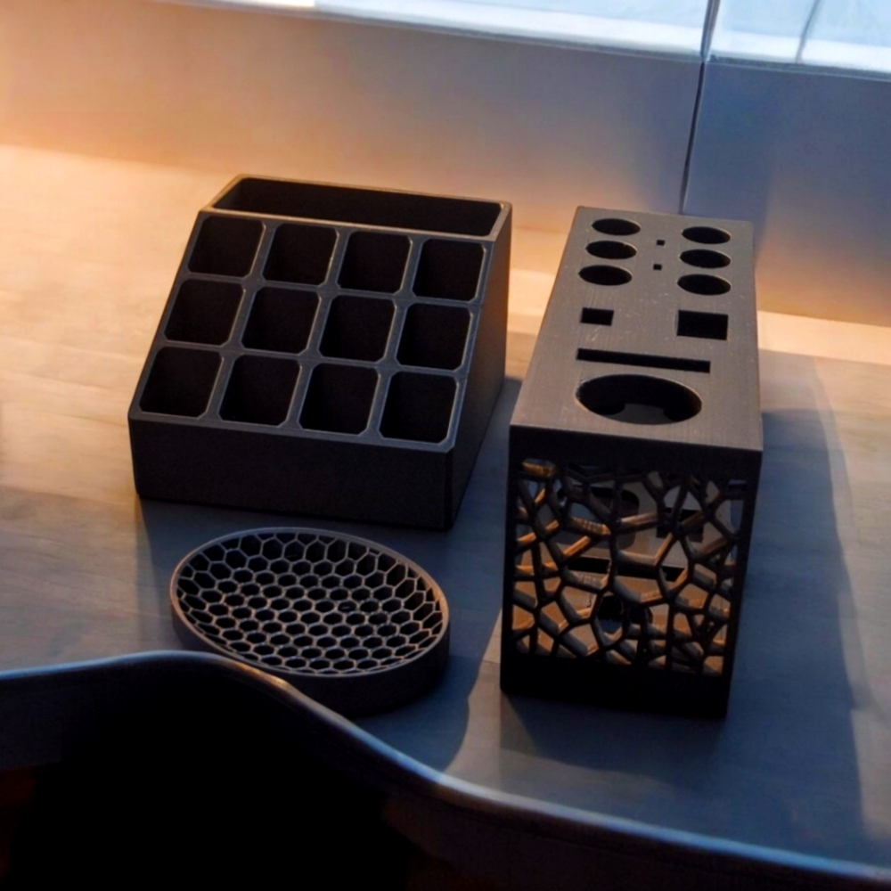 Bathroom Essentials! Makeup organizer, toothbrush/etc. Holder, and soap dish